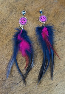 Boucles d'oreilles plumes violettes (1 pc)