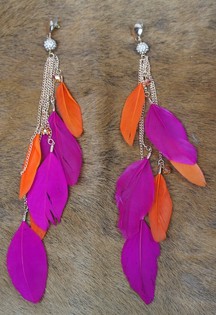 Boucles d'oreilles de luxe style Ibiza avec plumes (1 pc)