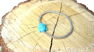 Bracelet Style Ibiza Argent&eacute; avec Bouddha (1 pc)