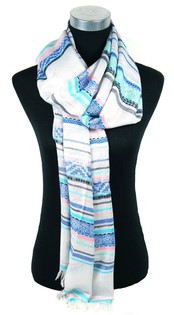 &Eacute;charpe Luxe Style Ibiza Argent/Bleu/Saumon (1 pc)