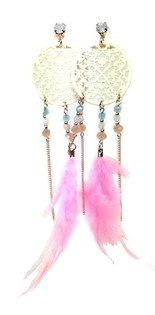 Boucles d'oreilles plume rose Ibiza (1 pc)