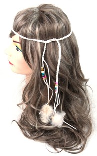 Serre-t&ecirc;te Style Ibiza avec Perles Blanc (1 pc) - Grossiste