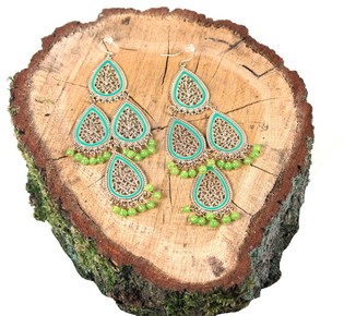Boucle d'oreille vert turquoise (1 pc)