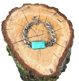 Bracelet Style Ibiza Argent&eacute; et Bleu (1 pc)