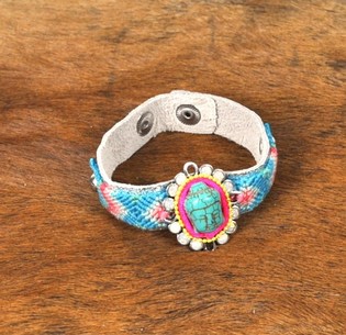 Bracelet Ibiza Style Argent&eacute; avec Bouddha Turquoise (1 pc)