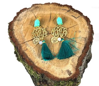 BOUCLES D'OREILLES STYLE IBIZA MENTHE BOUDDHA (1 paire)
