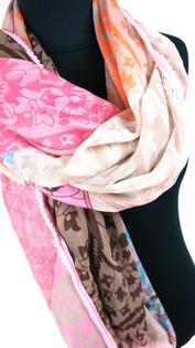 &Eacute;charpe de Luxe Style Ibiza Rose/Marron/Orange (1 pc)