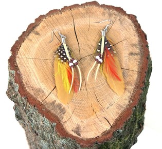 Boucles d'oreilles plume marron (1 pc)