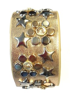 Bracelet Large de Luxe Taupe avec Clous (1 pc)