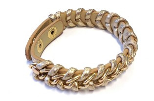 Bracelet Style Ibiza Tress&eacute; Or/Marron (1 pc)