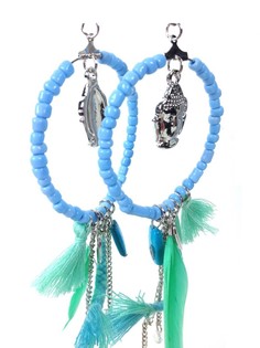 Boucle d'oreille de luxe style Ibiza Menthe avec charms (1 pc)
