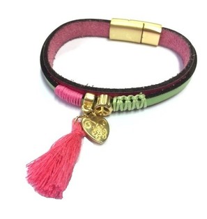 Bracelet de Luxe Vert/Rose Coeur (1 pc)