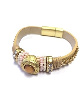 Bracelet Style Ibiza de Luxe Cr&egrave;me / Taupe (1 pc)