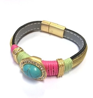 Bracelet Ibiza de Luxe Gris/Vert/Turquoise