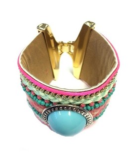 Bracelet de Luxe Style Ibiza Turquoise / Rose (1 pc)