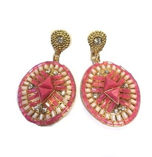 Boucles d'oreilles de luxe Rose / Cr&egrave;me (1 pc)