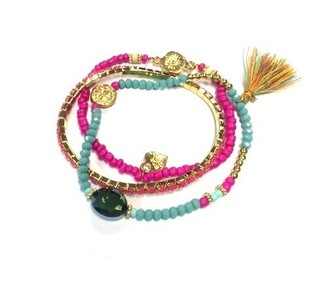 Bracelet &Eacute;lastique Style Ibiza 3 Rangs (1 pc)