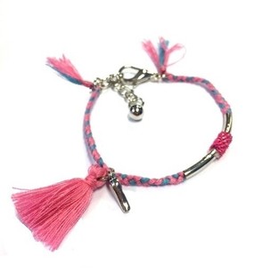 Bracelet tress&eacute; style Ibiza Bleu & Rose (1 pc)