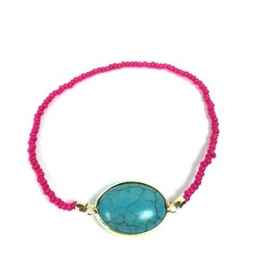 Bracelet Fuchsia Style Ibiza avec Pierre (1 pc)