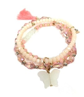 Bracelet Ibiza Rose &agrave; 3 rangs (1 pc)