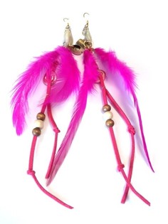 Boucle d'oreille style Ibiza fuchsia avec coquillage (1 pc)