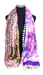 Écharpe de Luxe Réversible Ibiza Rose/Lilas/Tigre (1 pc)