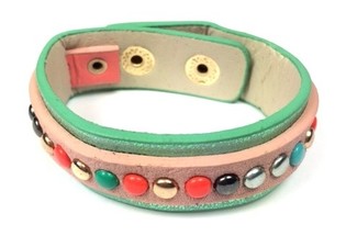 Bracelet Style Ibiza Clous Vert/Rose (1 pc)