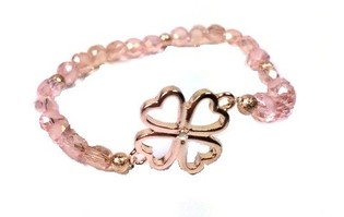 Bracelet Style Ibiza Rose Tr&egrave;fle - &Eacute;lastique (1 pc)