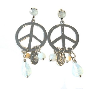 Boucles d'oreilles Argent Peace Cristal Blanc (1 pc)