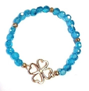 Bracelet Bleu avec Tr&egrave;fle (1 pc)