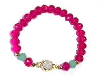 Bracelet Ibiza Fuchsia Turquoise avec Strass (1 pc)