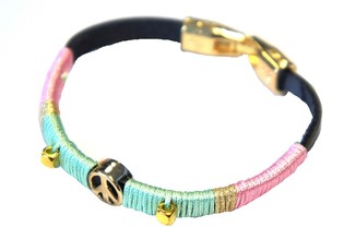 Bracelet Style Ibiza avec Symbole Peace Rose/Menthe (1 pc)