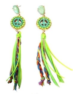 Boucles d'oreilles vertes Peace style Ibiza (1 pc.)