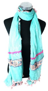 &Eacute;charpe de Luxe Style Ibiza Turquoise (1 pce)