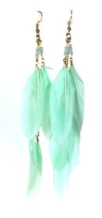 Boucles d'oreilles &agrave; plumes Menthe | Style Ibiza (1 pc.)