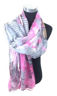 &Eacute;charpe Look Ibiza Rose/Gris Papillon (1 pc)