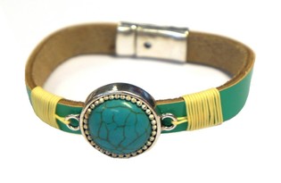 Bracelet style Ibiza avec pierre turquoise (1 pc)