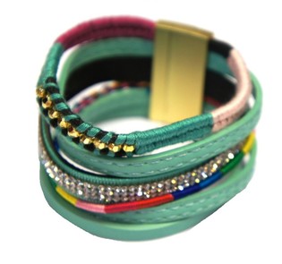 Bracelet Ibiza Turquoise - 6 Rangs avec Fermoir Magn&eacute;tique (1 pc)