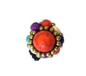 Bague style Ibiza avec pierre (1 pc)