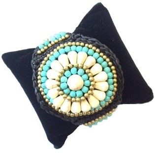 Bracelet Style Ibiza en Perles - Turquoise & Blanc (Fait main)