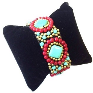Bracelet Style Ibiza Turquoise/Rouge (1 pc)