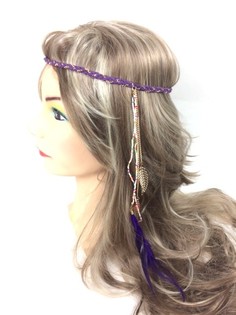 Bandeau tress&eacute; avec plumes Violet (1 pc)