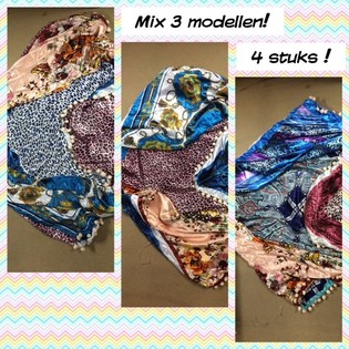 &Eacute;charpe triangle en soie de luxe double face mod&egrave;les mixtes (4 pi&egrave;ces)