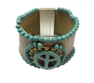 Bracelet Ibiza Taupe/Turquoise Peace (1 pc)