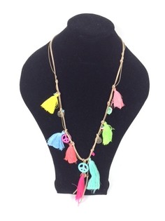 Collier Ibiza avec Pompons & Signes de Paix (1 pc)