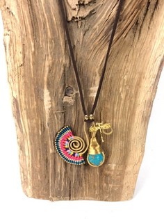 Collier Ibiza HANDMADE ORIGINALS avec Bluestone Orange/Bleu (1 pc.)