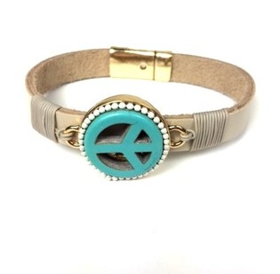 Bracelet Taupe/Cr&egrave;me Peace (Style Ibiza)