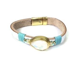 Bracelet en argent avec goutte de nacre style Ibiza (1 pce)