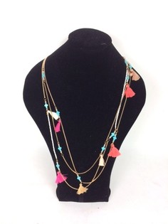 Collier Style Ibiza avec Pompons et Croix (1 pc)