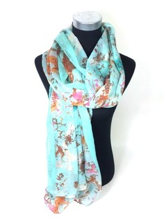 &Eacute;charpe Style Ibiza Turquoise avec Rose/Marron (1 pc)